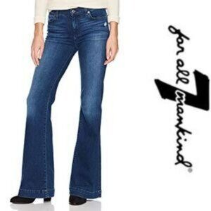 7 For All Mankind Dojo Flare Jeans Womens 24 Dark Wash Stretch Denim